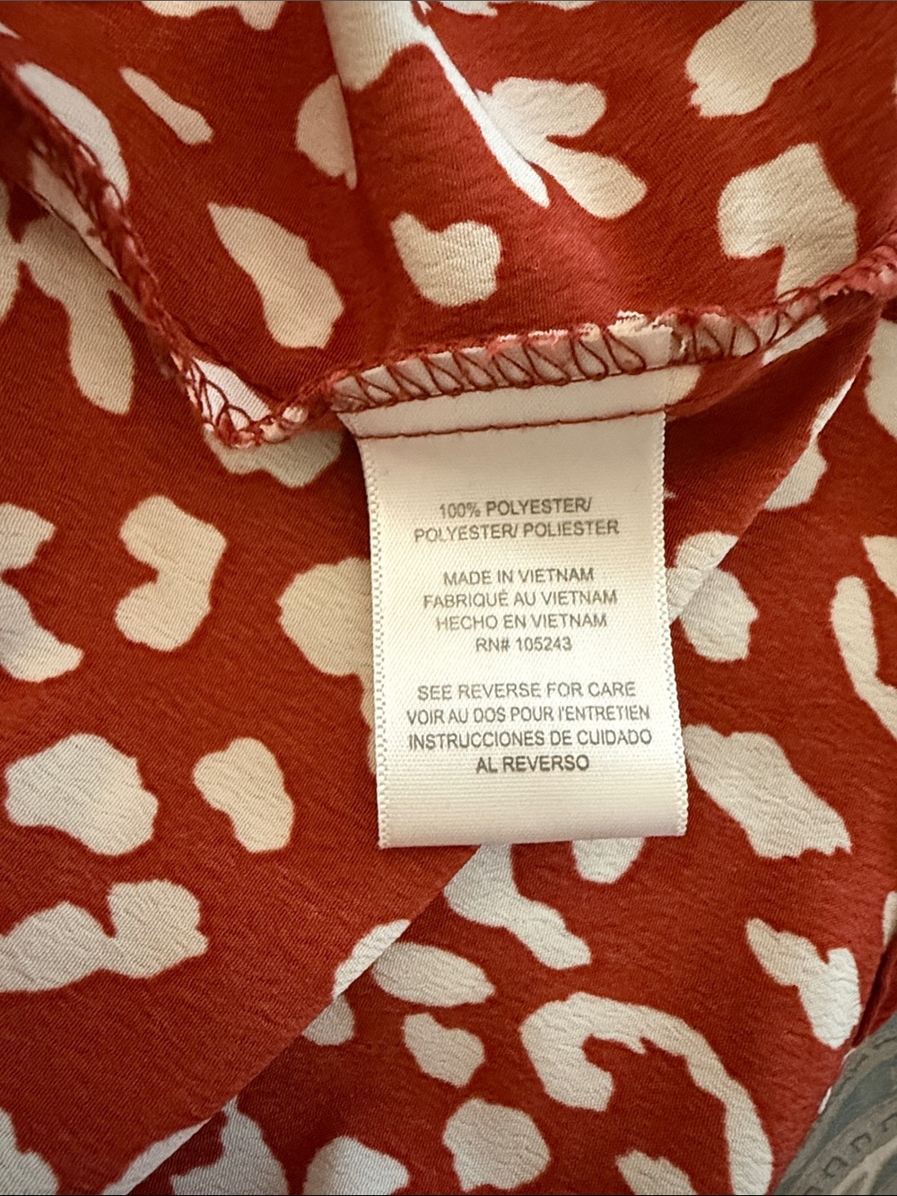 V-Neck Rust Red Leopard Print Blouse - Picture 6 of 6